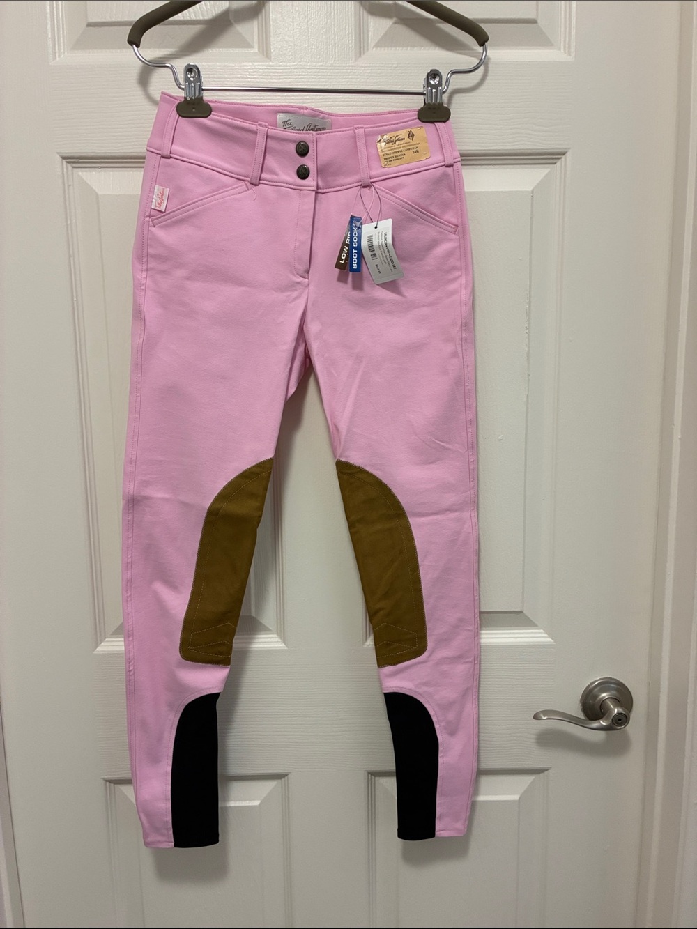 The Tailored Sportsman Pink Riding Breeches with Brown & Black Details - Picture 2 of 8